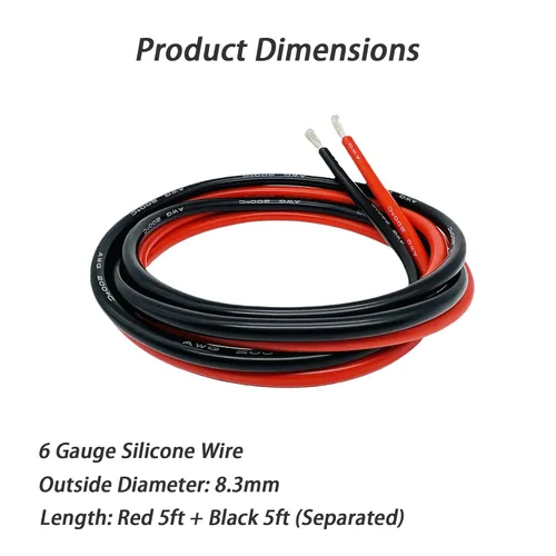 Miniatura 7 de ANAMIA - Alambre de silicona flexible de calibre 6, 6 AWG, conductor de cobre estañado de 3200 * 0.08mm, trenzado de alta temperatura para batería