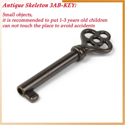 Miniatura 7 de Llave de esqueleto de barril hueco antiguo KY-3AB (4 piezas) para puertas de gabinete, cajones de aparador, relojes de abuelo, antiguo, vintage