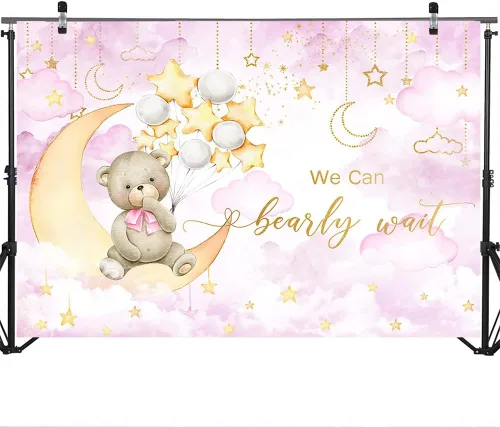 Miniatura 3 de Mocsicka We Can Bearly Wait - Telón de fondo de luna y estrella, oso de nube, decoración de fiesta de baby shower, globo de fondo, oso de estrella