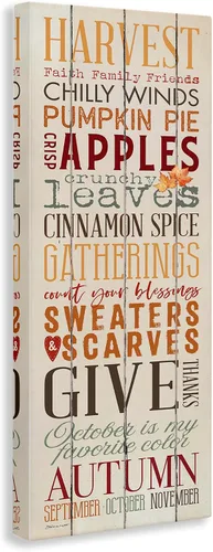 Miniatura 2 de Stupell Industries Diseño de textura de madera con palabra de calabaza de otoño, Halloween, diseñado por Stephanie Workman Marrott, 10 x 24