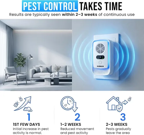 Miniatura 6 de Repelente ultrasónico de plagas para interiores, paquete de 6 – Dispositivo electrónico repelente de ratones y roedores, repelente de ratas