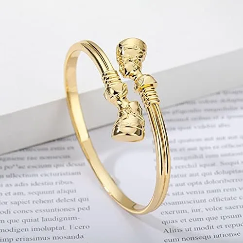 Miniatura 4 de EGO VINA Pulseras de nefertiti de la reina egipcia de la joyería africana para las mujeres, pulsera ajustable vintage de acero inoxidable, regalos