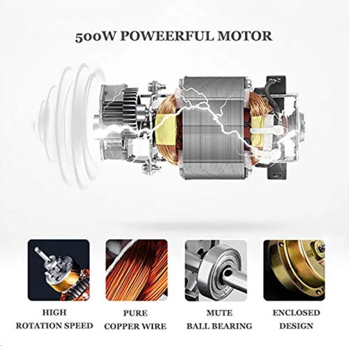Miniatura 4 de Picadora de carne eléctrica de 1 litro, tazón de vidrio, picadora, licuadora, picadora, procesador de alimentos para carne, verduras, frutas, 500 W