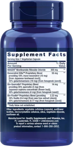 Miniatura 2 de Life Extension NAD+ Cell Regenerator™ y Resveratrol Elite™*, ribósido de nicotinamida, trans-resveratrol, quercetina, fisetina, salud cardíaca