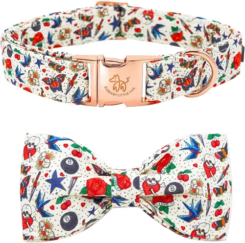 Miniatura 11 de Collar para perro Elegant Little Tail con moño, estampado de pepinillos, collar de moño lindo para perros pequeños eneldo