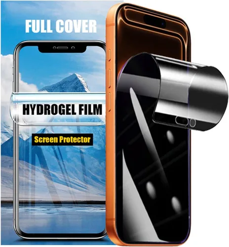 Miniatura 12 de LOOKSEVEN Paquete de 2 protectores de pantalla de hidrogel de privacidad para iPhone 15 Pro, película protectora de TPU de alta sensibilidad