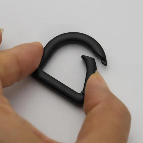 Miniatura 2 de 2 llaveros de resorte de metal semicírculo, clip de ganchos de resorte, hebilla de resorte, anillo plano en D para monederos (negro B)