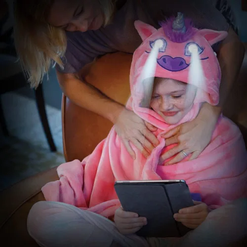 Miniatura 5 de Bright Eyes 2023 - Manta con capucha de luz LED súper suave para niños, unicornio, cálida y esponjosa, lavable a máquina
