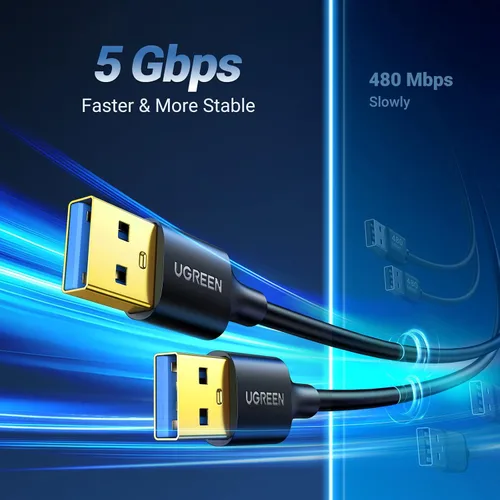 Miniatura 2 de UGREEN - Cable USB 3.0 A a A Cable tipo A a macho para transferencia de datos, disco duro, gabinetes, impresoras, módems, cámaras 6 ft