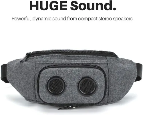 Miniatura 2 de Fannypack con altavoces. Riñonera Bluetooth para fiestas/festivales/ravos/playa/barcos. Recargable, funciona con iPhone y Android (gris)