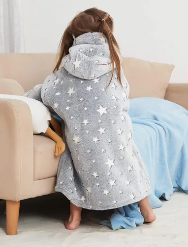 Miniatura 6 de KFUBUO Manta Ponible con Capucha para Niños Pequeños Sudadera Manta de Sherpa con Bolsillo Lindas Sudaderas con Capucha para Niña y Niño de 2-6 Años