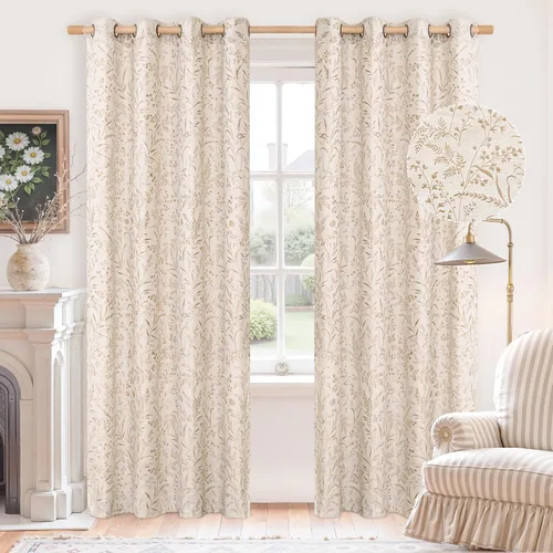 Miniatura 24 de BGment Cortinas de lino beige para dormitorio de 63 pulgadas de largo, cortinas de ventana con ojales y ojales para ventana de sala de estar, 2