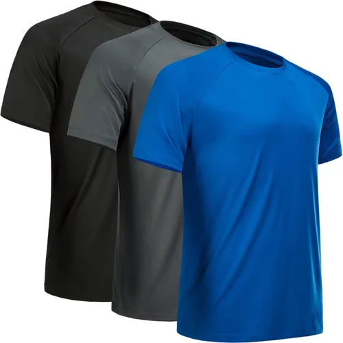Miniatura 43 de Camisetas de entrenamiento para hombre, de manga corta, de secado rápido, atlético, gimnasio, activo, absorbe la humedad