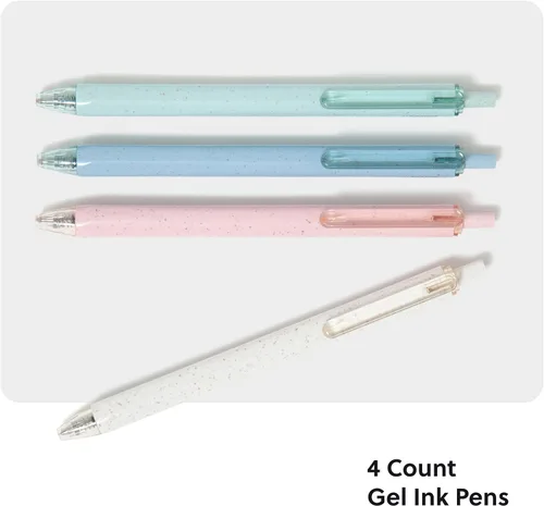 Miniatura 2 de Bolígrafos de gel U Brands U-Eco reciclados, juego de 4, con motas en tonos pastel, punta media (0.7 mm), tinta negra