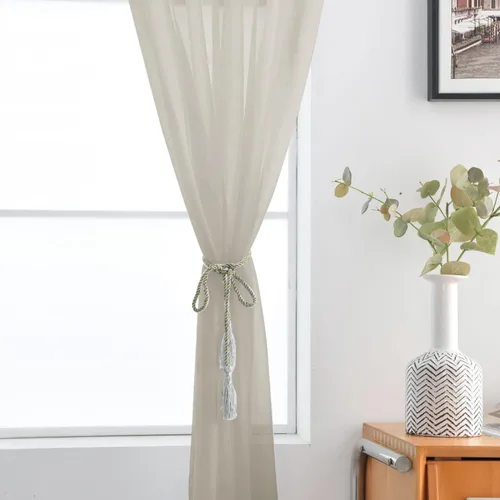 Miniatura 5 de SpaceDresser Paneles de cortina básica de gasa transparente con bolsillo para barra, color gris antiguo, 1 par de 2 paneles de 52 pulgadas de ancho