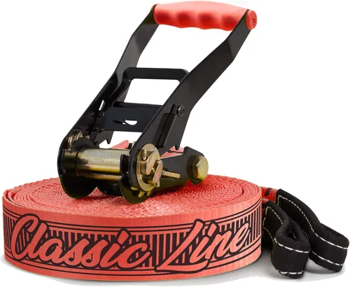 Miniatura 2 de GIBBON Slacklines Classicline XL con ropa para árboles, rojo, 82 pies (línea de 74 pies + correa de trinquete de 8 pies con lazo reforzado) incl.