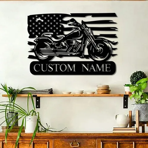Miniatura 16 de Letrero con nombre personalizado, letrero de metal para motocicleta, decoración de pared con nombre de familia, decoración rústica para el hogar