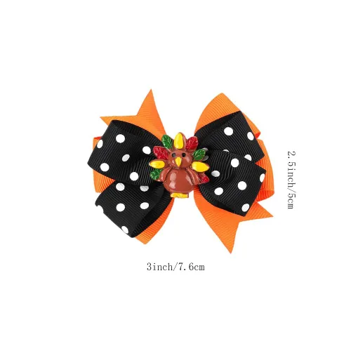 Miniatura 6 de Pinzas de lazo para el pelo de pavo de Acción de Gracias para niñas, calabaza naranja, moño, cocodrilo, pasadores, pasadores para el día de gracias