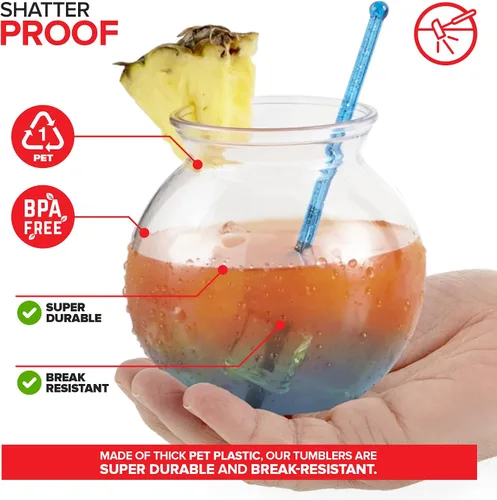 Miniatura 3 de Cuencos pequeños redondos de plástico para fiestas (paquete de 12) mini tazón transparente de 16 onzas, vasos inastillables para bebidas, centros