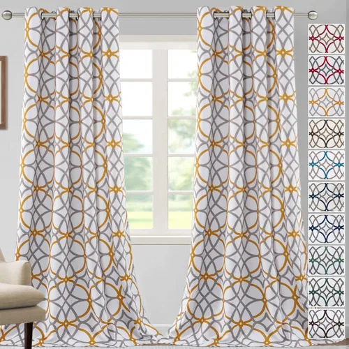 Miniatura 19 de H.VERSAILTEX Cortinas opacas con diseño impreso de 54 pulgadas de largo, juego de 2 paneles de cortinas con aislamiento térmico para dormitorio