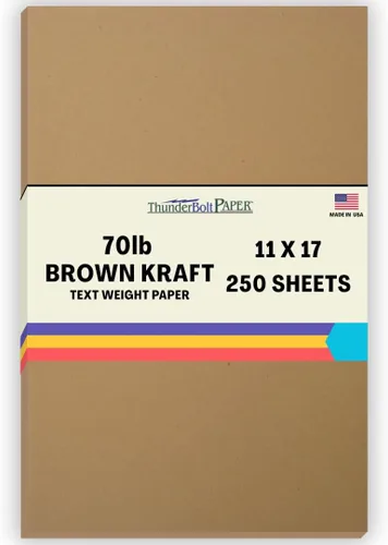Miniatura 5 de 50 hojas de papel de fibra kraft marrón con texto 28/70 # (no tarjeta/cubierta), 4.25 x 11 pulgadas, tamaño media carta, corte largo, peso de 70