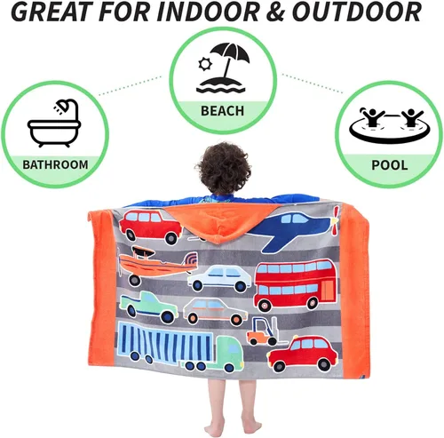 Miniatura 4 de Toallas de baño para niños, toalla para niños con capucha para playa, baño, piscina, toallas de natación de 30 x 50 pulgadas, tamaño grande, ultra