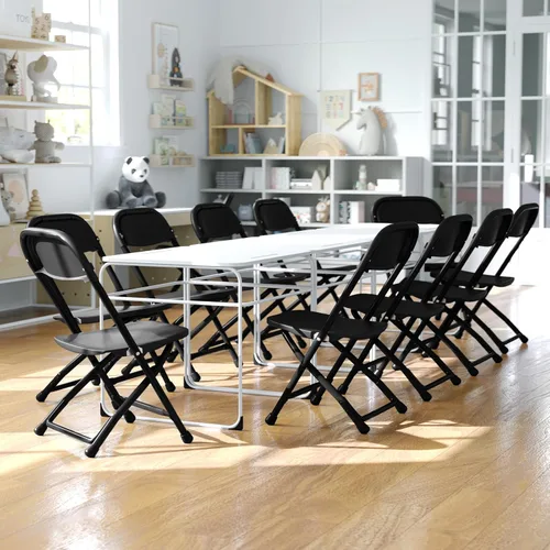 Miniatura 6 de Flash Furniture Paquete de 2 sillas plegables de plástico negro para niños