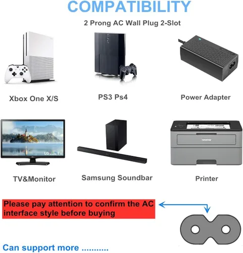 Miniatura 4 de Kimaru Cable de alimentación de TV para Samsung LG TCL Sony LED LCD Insignia Sharp Toshiba JVC Hisense Electronics (cable de 4 pies)