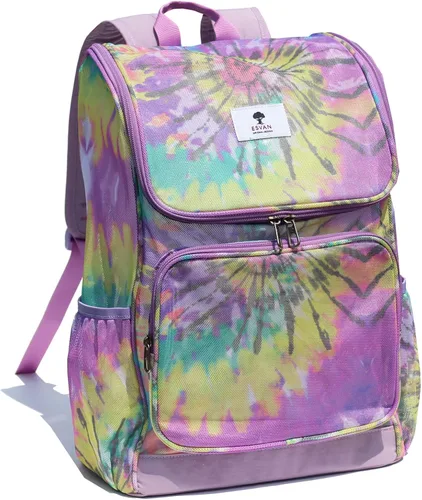 Miniatura 8 de ESVAN Mochila de malla con estampado original, bolsa transparente, paquete para universidad, playa, gimnasio, multiusos, mujeres y hombres, I, Casual