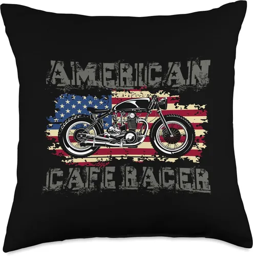 Miniatura 4 de American Cafe Racer Motorcycle Apparel and Merch American Cafe Racer Biker Men Women Adult Teens Boys Girls Throw Pillow, 16x16, Multicolor