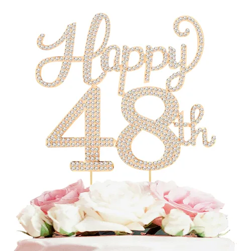 Miniatura 86 de LASKYER Decoración de feliz cumpleaños número 10, decoración de pastel de diamantes de imitación dorados de 10º cumpleaños – Letrero de metal