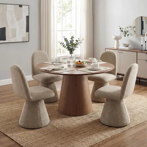 Miniatura 10 de DUOMAY Juego de 2 sillas de comedor giratorias de 360°, modernas de mediados de siglo, tapizadas con respaldo alto, base giratoria silenciosa, silla
