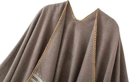 Miniatura 189 de Urban CoCo Poncho de colores para mujer, chal con frente abierto, color en bloques