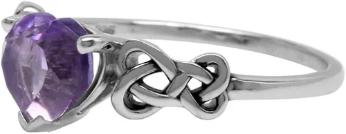 Miniatura 3 de Silvershake Anillo de plata de ley 925 con forma de corazón natural, amatista en forma de corazón