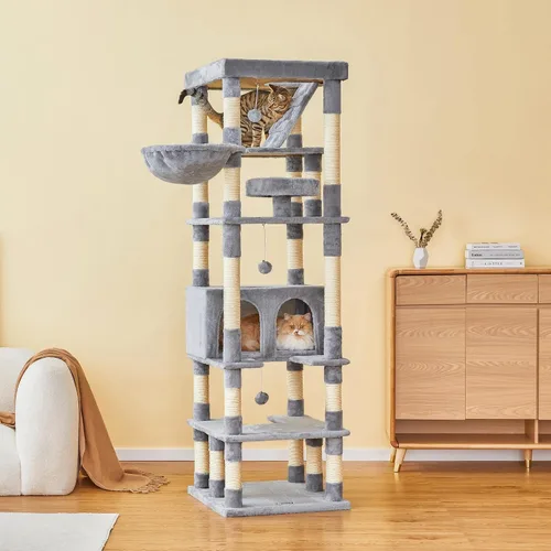 Miniatura 9 de MWPO Árbol grande para gatos de 74.8 pulgadas con postes rascadores cubiertos de sisal y condominio, torre alta para gatos, muebles de patio