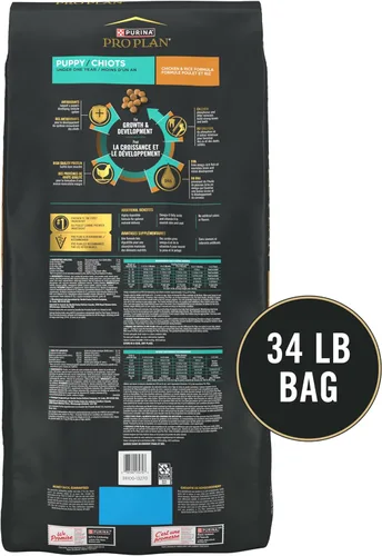Miniatura 9 de Purina Pro Plan Alimento seco para cachorros con alto contenido de proteínas, fórmula de pollo y arroz, bolsa de 34 libras
