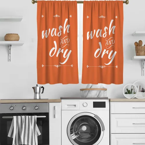 Miniatura 14 de zokyer Cortinas de cocina en blanco y negro con frases de lavado con palabras impresas en seco, divertidas, simples, pequeñas, cortas, 27.5 pulgadas