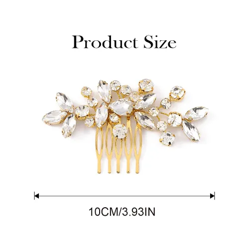 Miniatura 5 de JAKAWIN Bride Wedding Hair Comb Crystal Hair Piece Rhinestone Bridal Hair Accessories for Women HC042 (Oro)