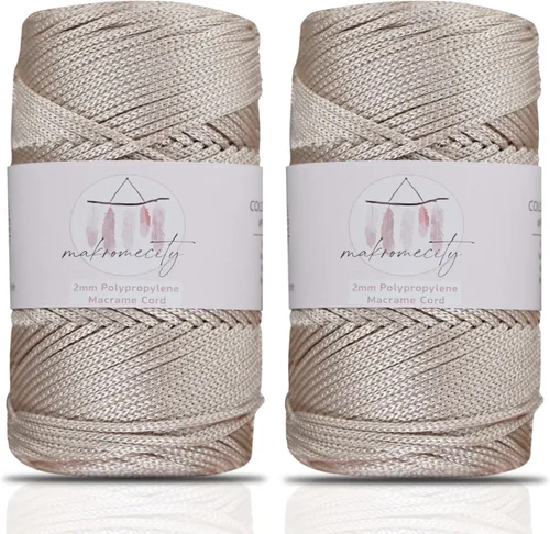 Miniatura 53 de Makromecity, 2 carretes de cordón de macramé de poliéster de 2 mm x 250 yardas (750 pies) de 2 mm de cordón de polipropileno para macramé, ideal