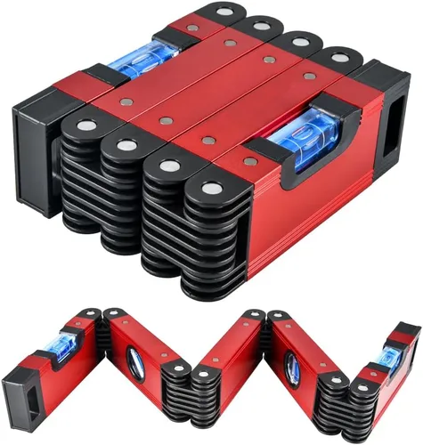 Miniatura 10 de Herramienta de nivel plegable de 28 pulgadas, regla de nivel plegable magnética con 4 burbujas de fácil lectura, herramienta de nivelación
