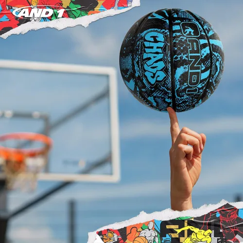 Miniatura 6 de AND1 Chaos Basketball & Pump (Serie Jungle) - Baloncesto oficial de Streetball tamaño 7 (29.5"), hecho para juegos de baloncesto en interiores