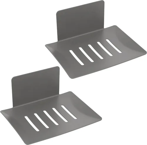 Miniatura 9 de Jaboneras para baño, soporte para jabón de barra con bandeja autodrenante, bandeja de jabón para pared de ducha, recipiente de jabón autoadhesivo