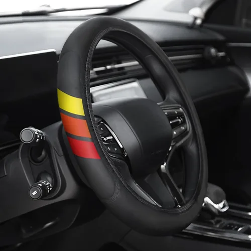 Miniatura 6 de Funda de cuero prémium para volante compatible con Dodge Charger Challenger Durango RAM 1500 coches, ajuste universal de 14 a 15 pulgadas