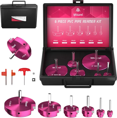 Miniatura 9 de Kit de escariador de tubería de PVC de 7 piezas con 3/4 pulgadas, 1 pulgada, 1-1/4 pulgadas, 1-1/2 pulgadas, 2 pulgadas, 3 pulgadas, 4 pulgadas, 2