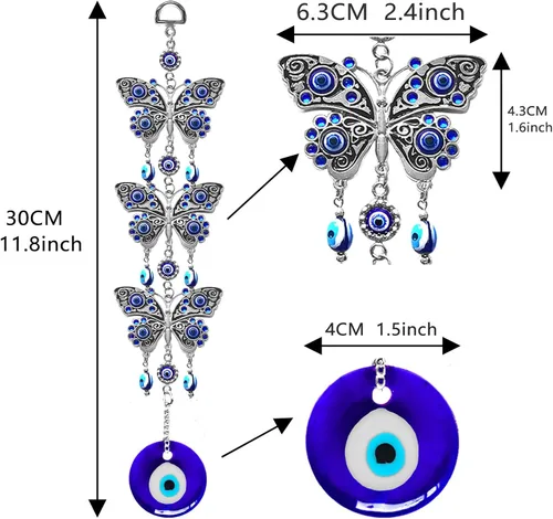 Miniatura 2 de Decoración colgante de mariposa azul contra el mal de ojo, amuleto nazar para colgar en la pared, protección del hogar y decoración de bendición