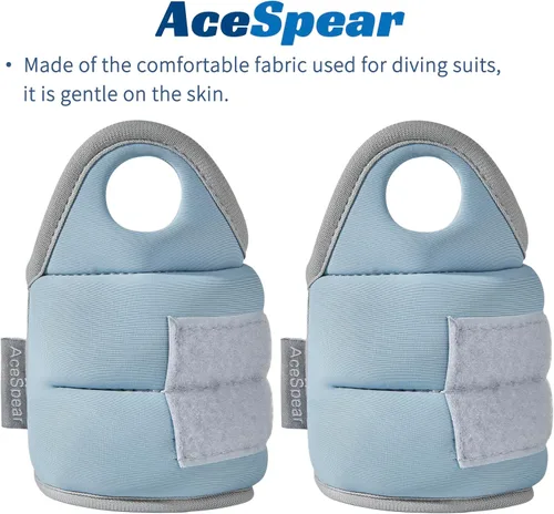 Miniatura 4 de AceSpear - Pesas de muñeca con cierre de bucle para pulgar para hombres y mujeres, 1 libra * 2, 2 libras * 2, 3 libras * 2, pesas de tobillo, Azul
