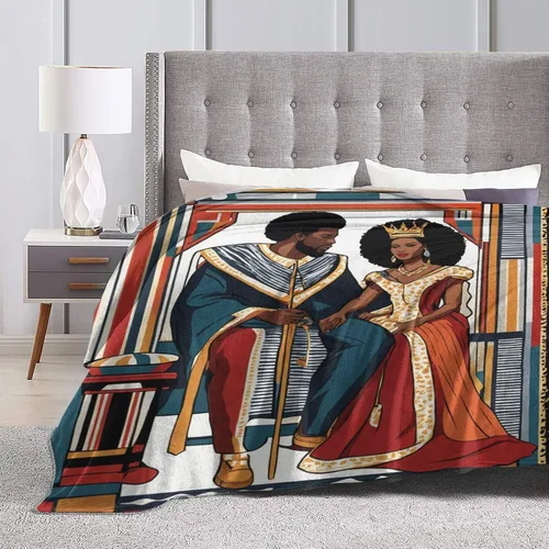 Miniatura 3 de Manta afroamericana de 50 x 60 pulgadas, regalo para amantes del rey y la reina, ultra suave, acogedora, decorativa, estilo bohemio, acogedora manta