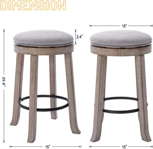 Miniatura 2 de DUOMAY Taburetes de bar giratorios modernos con respaldo, taburetes de altura de mostrador de 28 pulgadas, taburete de bar tapizado de lino