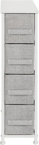 Miniatura 7 de Flash Furniture Harris - Cómoda de 4 cajones con marco de hierro fundido blanco con parte superior de madera delgada con cajones de tela gris claro
