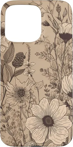 Miniatura 30 de Funda para iPhone 13 Pro Beige Tan Wildflower Floral Minimal Flower Boho